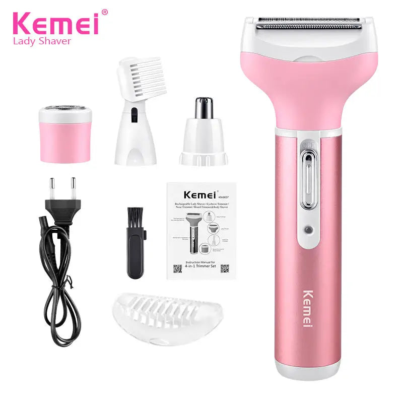 Depiladora 4 en 1 Kemei - Corporal y Facial