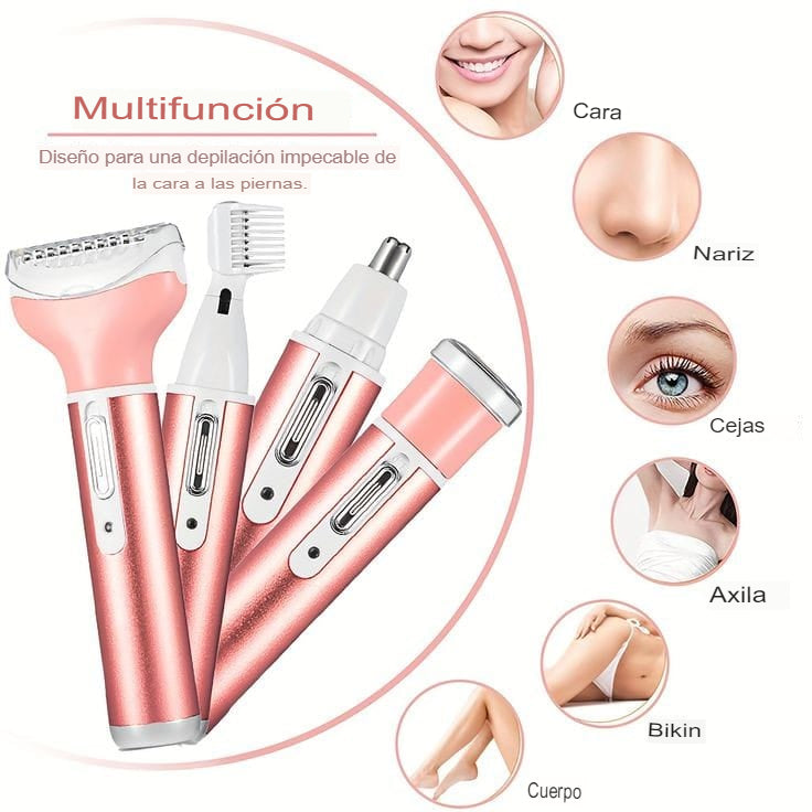 Depiladora 4 en 1 Kemei - Corporal y Facial